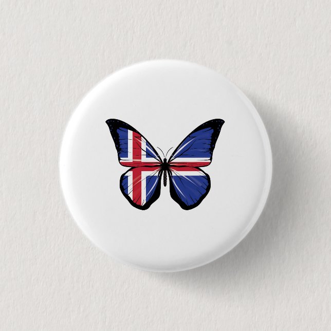 Island-Schmetterlingsflagge Button (Vorderseite)