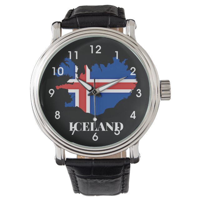 Island, Silhouette, Flagge, Armbanduhr (Vorderseite)