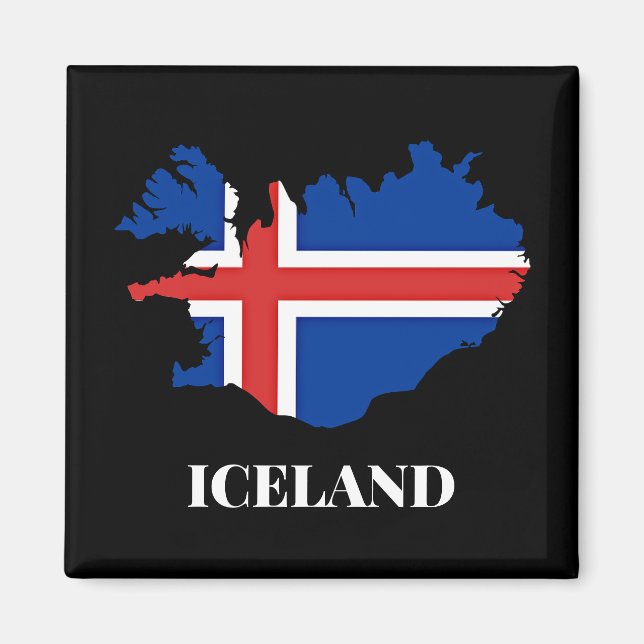 Island, Silhouette, Flagge, Magnet (Vorne)