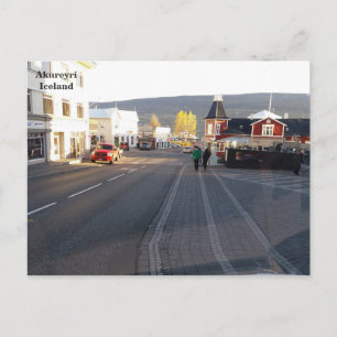 Island, Straße in Akureyri Postkarte
