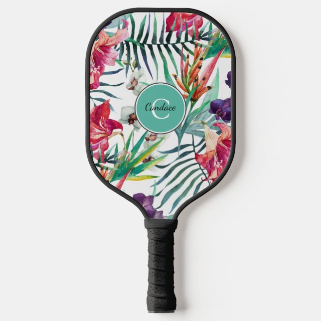 Island Style Tropical Patches mit Monogram Pickleball Schläger (Vorderseite)
