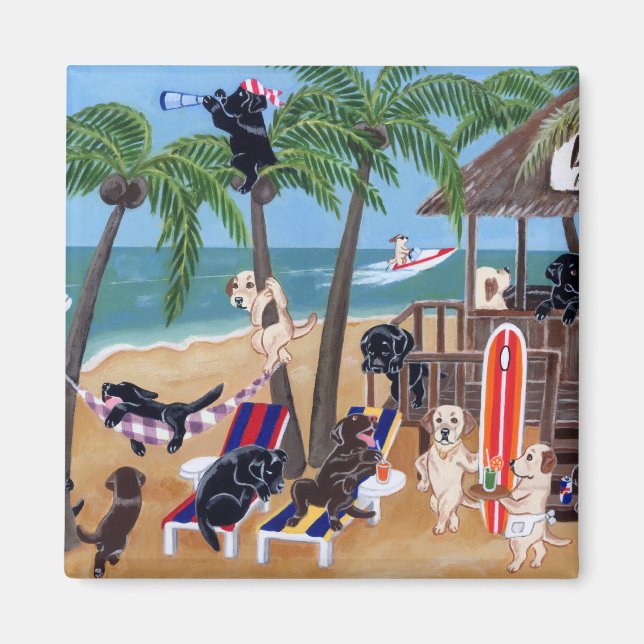 Island Summer Vacacation Labradors Magnet (Vorne)