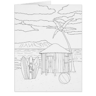 Island Tiki Hut Erwachsene Farbenspiel Big Card