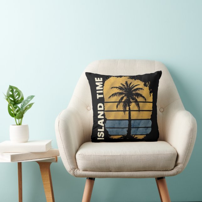 Island Time Palm Tree Tropical Throw Kissen (Stuhl )