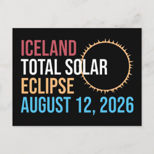 Island totale Sonnenfinsternis 12. August 2026 Tas Postkarte