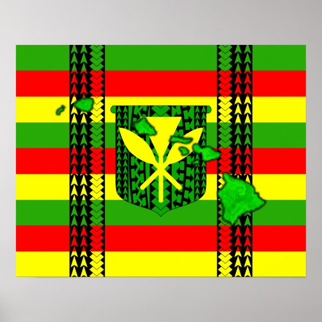 Island Tribal Kanaka Maoli Flag Poster (Vorne)