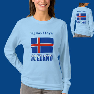 Island und isländische Flagge Blau Personalisierun T-Shirt