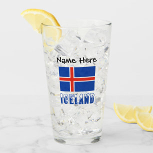 Island und isländische Flagge mit Ihrem Namen Glas