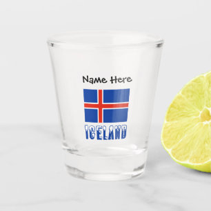 Island und isländische Flagge mit Ihrem Namen Shot Schnapsglas