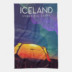 Island "unter den Sternen" Reiseplakat Geschirrtuch