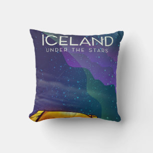 Island "unter den Sternen" Reiseplakat Kissen