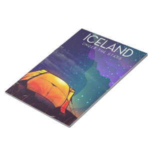 Island "unter den Sternen" Reiseplakat Notizblock