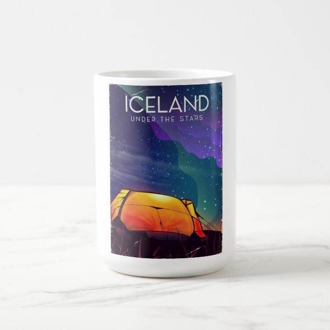 Island "unter den Sternen" Reiseplakat Verwandlungstasse (Zentrum)