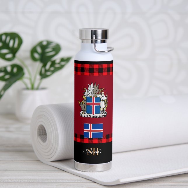 Island-Vakuum-Isolierglas, isländische Flagge Trinkflasche (Yoga)