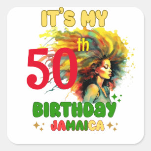 Island Vibes Jamaica Birthday Girl Group Matching Quadratischer Aufkleber