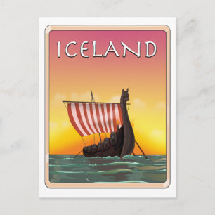 Island Viking Travel Poster Feiertagspostkarte