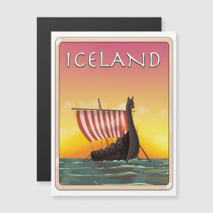 Island Viking Travel Poster Magnetkarte