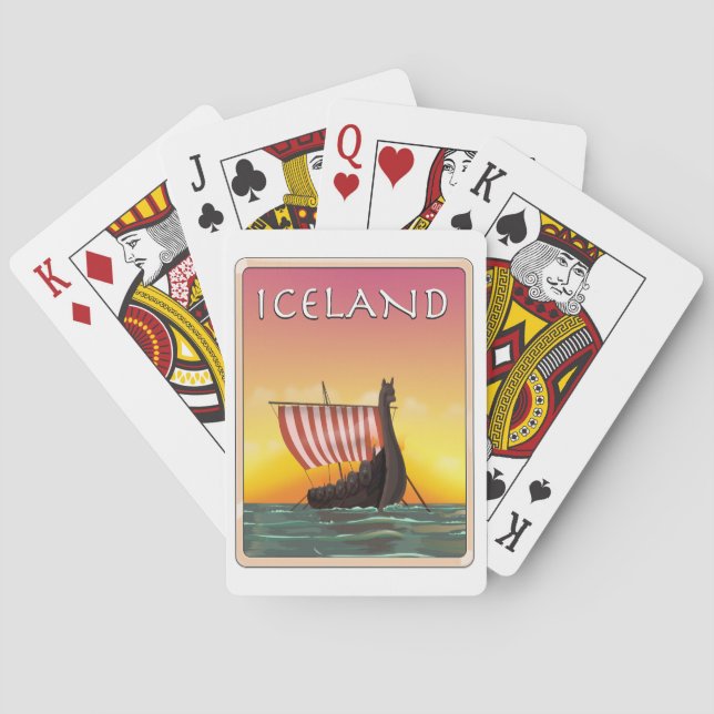 Island Viking Travel Poster Spielkarten (Rückseite)