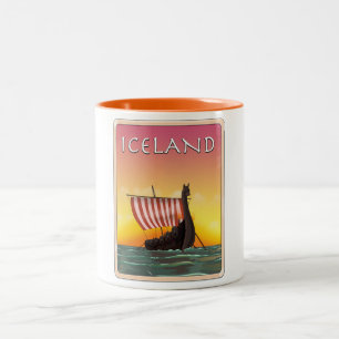 Island Viking Travel Poster Zweifarbige Tasse