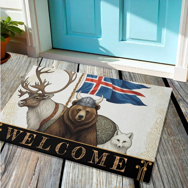 Island, Vikking, Flagge, Rentiere, Fuchs, Bär / Ku Fußmatte (Von Creator hochgeladen)