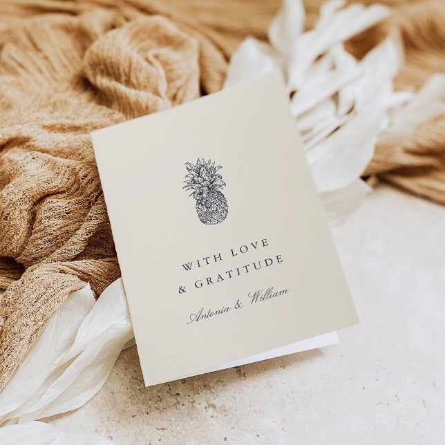 Island Vintage Ananas-Hochzeit Dankeskarte (Von Creator hochgeladen)