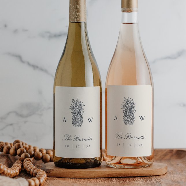 Island Vintage Ananas-Hochzeit Weinetikett (Von Creator hochgeladen)