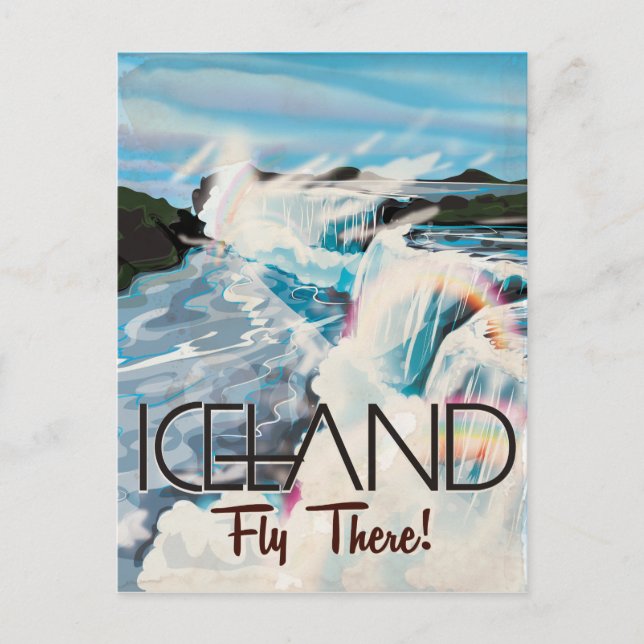 Island Vintage Travel Poster Postkarte (Vorderseite)