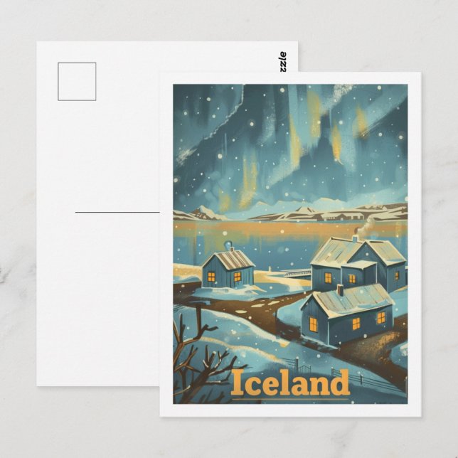 Island Vintager beliebter Reiseort Postkarte (Vorne/Hinten)