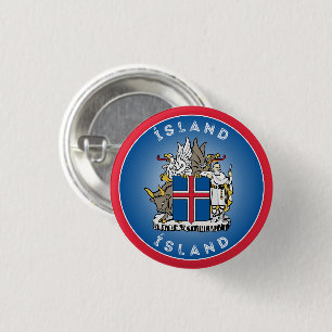 Island Wappen Kreisform Button