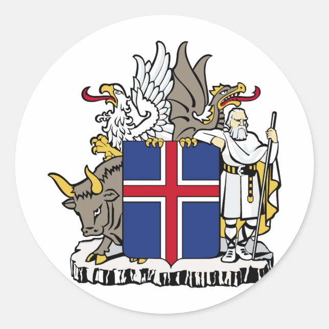 Island-Wappen Runder Aufkleber (Vorderseite)