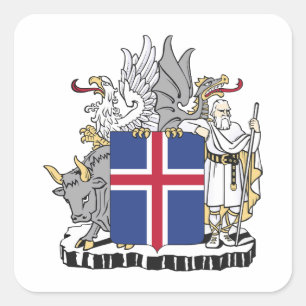 Island Wappen Symbol Emblem Quadratischer Aufkleber