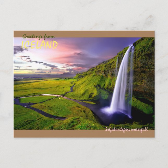 Island - Wasserfall Seljalandsfoss Postkarte (Vorderseite)