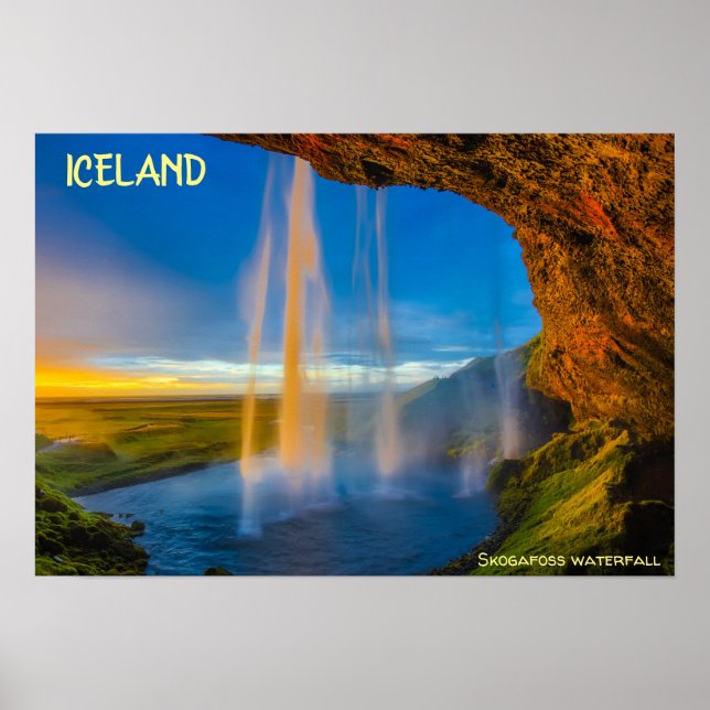 Island - Wasserfall Skogafoss Poster (Vorne)
