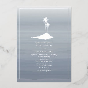 Island Wedding Chambray Watercolor Folieneinladung