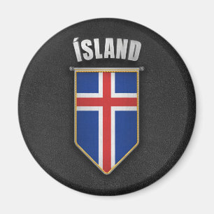 Island-Wimpel mit Qualitätslederblick Magnet