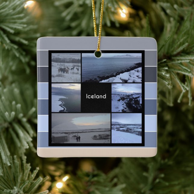 Island Winterlandschaft Keramikornament (Baum)