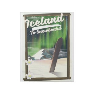 Island zum Snowboard Notizblock