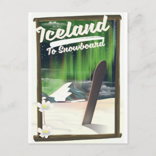 Island zum Snowboardfahren Postkarte