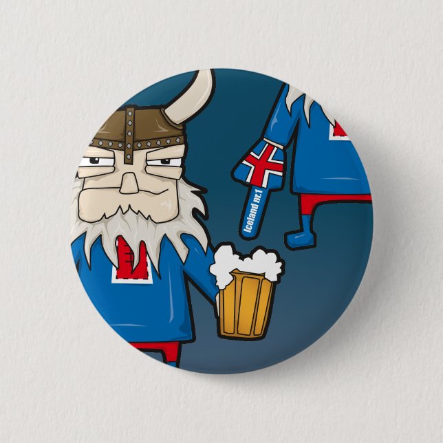 Isländer-Viking-Fan-Knopf Button (Vorderseite)