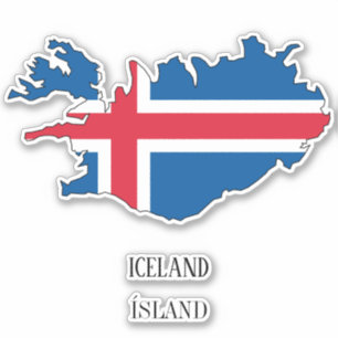 Islandflagge Karte Aufkleber