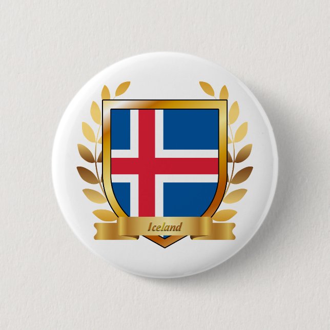 Islandflagge Schild Button (Vorderseite)