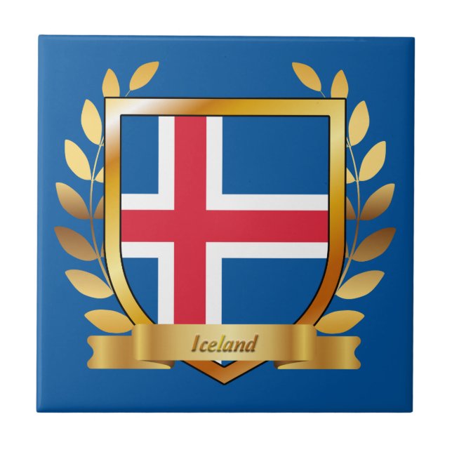Islandflagge Schild Fliese (Vorderseite)