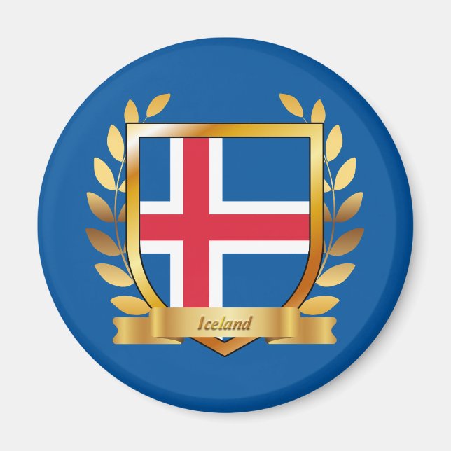 Islandflagge Schild Magnet (Vorne)