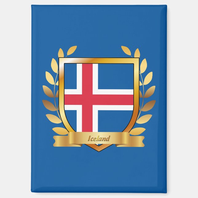 Islandflagge Schild Magnet (Vorderseite)