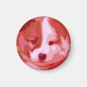 Islandhund Welpe als Collage in rot Magnet