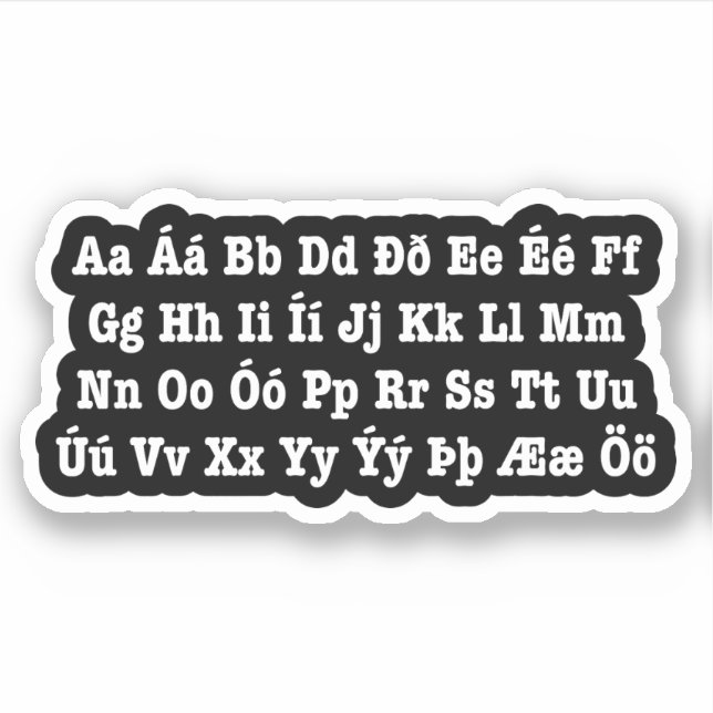 Isländisch Alphabet [Íslenska Stafrófið] Aufkleber (Vorderseite)