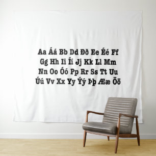 Isländisch Alphabet [Íslenska Stafrófið] Wandteppich