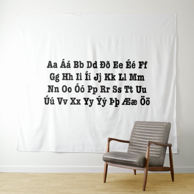 Isländisch Alphabet [Íslenska Stafrófið] Wandteppich (Beispiel (Horizontal))