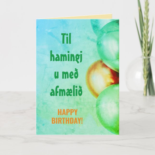 Isländisch Birthday Wish Afmæliskort Island Karte (Vorderseite)