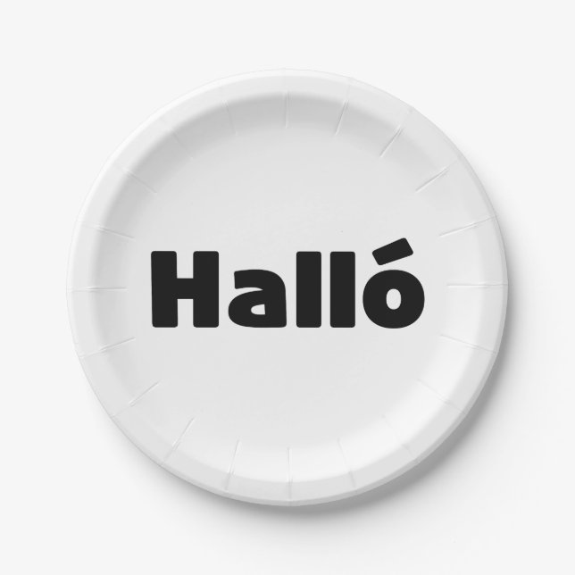 Isländisch Halló { Hello ) Íslenska Language Pappteller (Vorderseite)